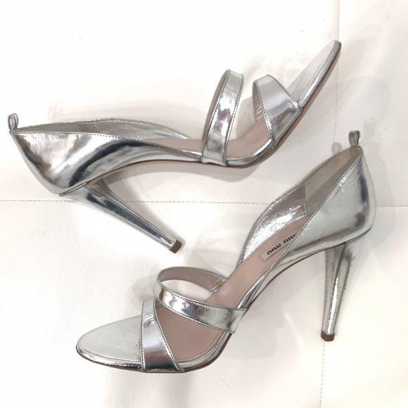 silver leather heels